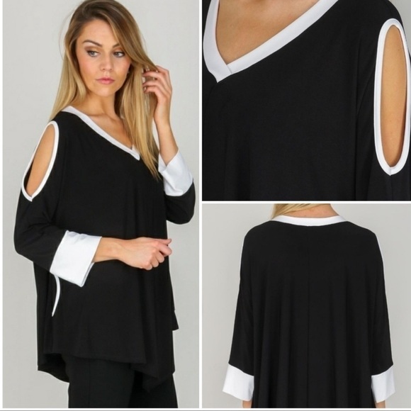 Joseph Ribkoff Cold Shoulder Slinky Tunic with Pockets 4 - Picture 1 of 9